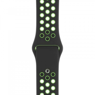 Curea Apple Watch Silicon Sport Neon Black cu perforatii 45 44 42mm foto