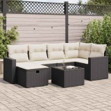 Cumpara ieftin Set canapele de grădină cu perne, 7 piese, negru, poliratan