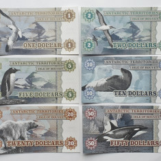 !!! ISLE OF BOUVET - SET 1 ; 2 ; 5 ; 10 ; 20 ;50 DOLARI 2014 - UNC / SERIA B