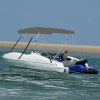 VidaXL Parasolar barcă Bimini cu 4 arcuri, gri, 243x196x137 cm