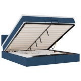 Cumpara ieftin Cadru de pat otoman cu saltele, tesatura albastra 200x200cm