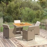 Cumpara ieftin Set mobilier de grădină cu perne, 5 piese, bej, poliratan