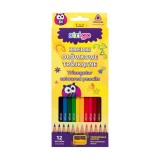 Creioane colorate Strigo cu ascutitoare, 12 culori SSC110