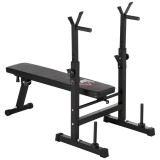 HOMCOM Bancă de Greutăți Pliabilă cu 8 &Icirc;nălțimi Reglabile și Suport pentru Halteră, 140x73x98-122 cm, Negru | Aosom Romania