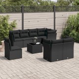 Cumpara ieftin Gossi set mobilier de gradina cu perne, 9 piese, negru, poliratan