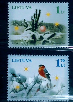 Lituania 2004 păsări, fauna serie 2v neștampilată foto