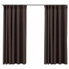 Draperii opace aspect in, carlige, 2 buc. gri taupe, 140x175 cm