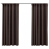 Cumpara ieftin Draperii opace aspect in, carlige, 2 buc. gri taupe, 140x175 cm