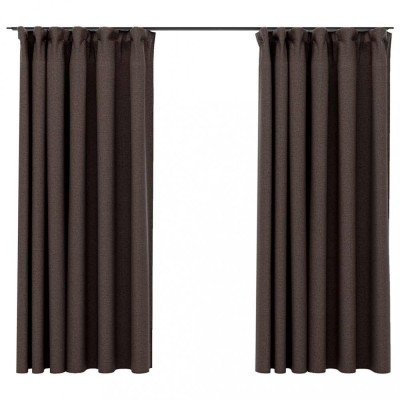 Draperii opace aspect in, carlige, 2 buc. gri taupe, 140x175 cm foto