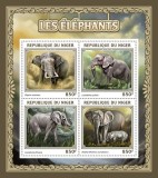 Timbre Niger 2016 Elefanti - Set Complet Colita + Bloc MNH