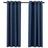 Cumpara ieftin Perdele opace aspect panza cu ocheti 2 buc. 140x175 cm albastru