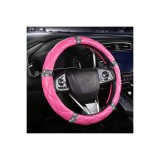 Husa volan auto imitatie piele marime M 37-38 cm Roz Cod: WK-1016-F