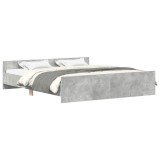 Cadru de pat cu tablie la cap/picioare, gri beton, 160x200 cm