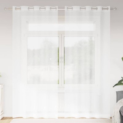 Perdele cu perdele 2 pcs Alb 140 x 225 cm Poliester foto