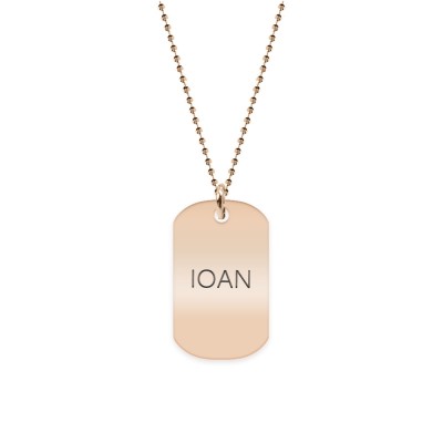 Freedom - Colier din argint 925 placat cu aur roz dog tag personalizat foto