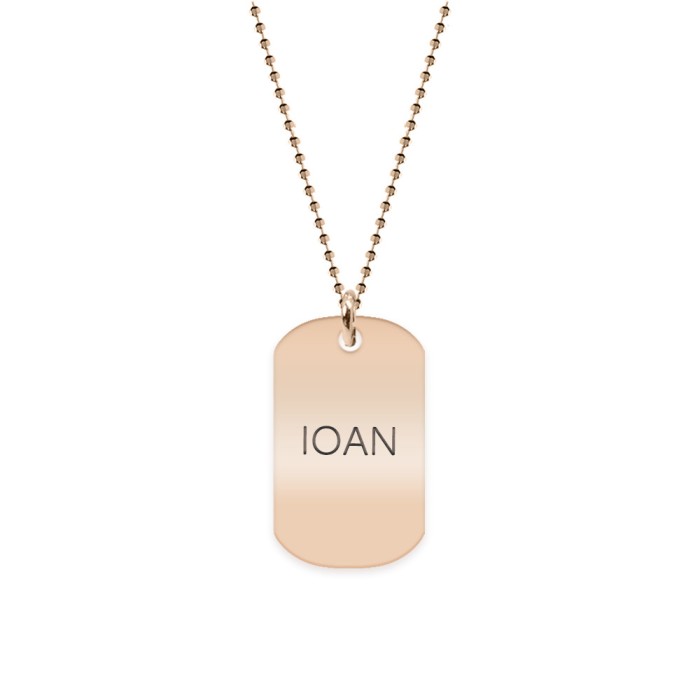 Freedom - Colier din argint 925 placat cu aur roz dog tag personalizat