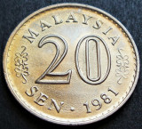 Cumpara ieftin Moneda exotica 20 SEN - MALAEZIA, anul 1981 *cod 2483 = UNC!, Asia