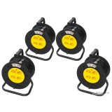 Prelungitor cu tambur 4 guri cu impamantare 50m 3x2,5mm, negru/galben