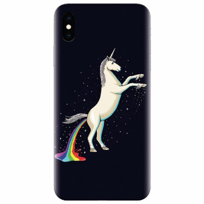 Husa silicon pentru Apple Iphone XS Max, Unicorn Shitting Rainbows foto