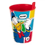 Pahar Plastic Disney, Multicolor, Capacitate 260ml, Mickey și Prietenii, Pai Incorporat, Oem