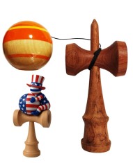 Kendama din lemn natural, Bila lemn + Sticker Waterproof USA pentru telefon, 150KD