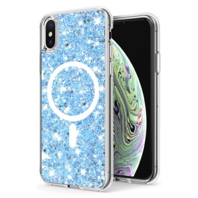 Husa pentru iPhone XS Max - Techsuit Sparkly Glitter MagSafe - Blue foto