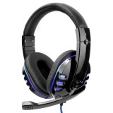 Cumpara ieftin Casti gaming cu microfon,LED albastru, Negru, Microfon cu functie de reducere a zgomotului, Pernute din piele
