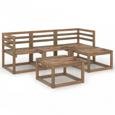 vidaXL Set mobilier de grădină, 5 piese, maro, lemn de pin tratat foto