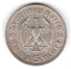 GERMANIA 5 MARCI REICHSMARK 1936 Lit. A