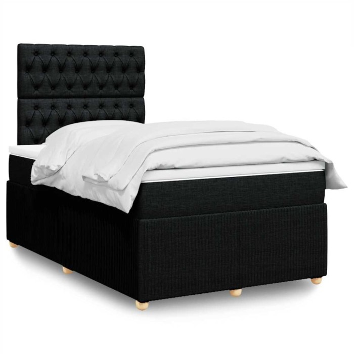 vidaXL Pat box spring cu saltea, negru, 120x200 cm, textil 3294332