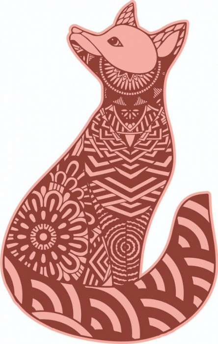 Sticker decorativ, Mandala, Vulpe, Maro, 85 cm, 7253ST-1