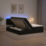 Cumpara ieftin Pat cu LED si saltea Negru 200 x 200 cm Catifea