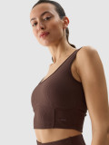 Crop top din tricot striat pentru femei - maro, 4F Sportswear