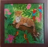 JUNGLA, tablou pictat manual pe p&acirc;nză 50x50cm