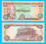 Jamaica (p#70) 5 Dollars 1992 aUNC+ &#039;Cu bare orizontale&#039; serie: DC508801