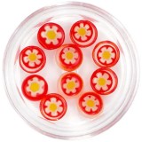 Decorațiuni pentru unghii - strasuri roșii cu flori, cercuri, INGINAILS
