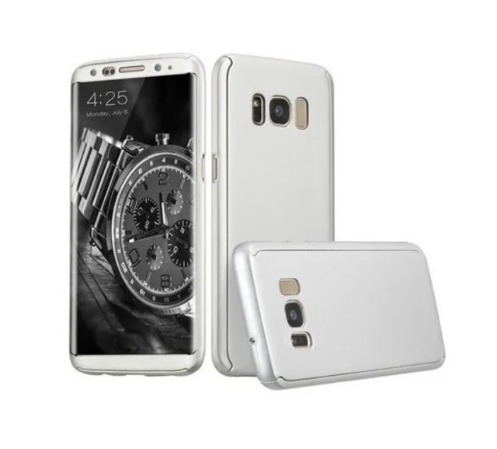 Husa Samsung Galaxy S8 Plus, FullBody Silver, acoperire completa 360 grade cu folie de protectie gratis
