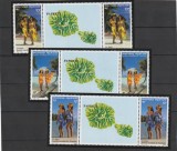 Polynesia 1990 - Polineziene in salonguri, serie 3 valori, dantelate, cu vignete (harta), MNH, Mi.565-567