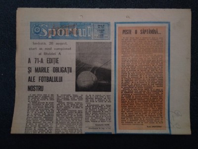 ZIARUL SPORTUL SUPLIMENT FOTBAL 12 AUGUST 1988 INTERVIU VICTOR PITURCA foto