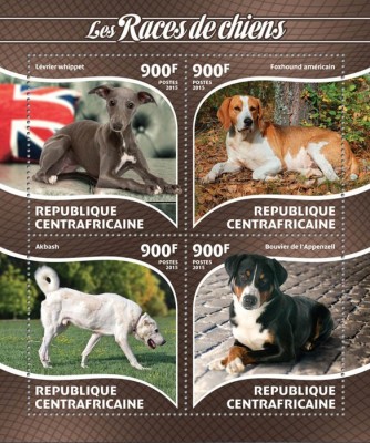 AFRICA CENTRALA 2015 - Caini /set complet-bloc + colita MNH (2 imagini) foto