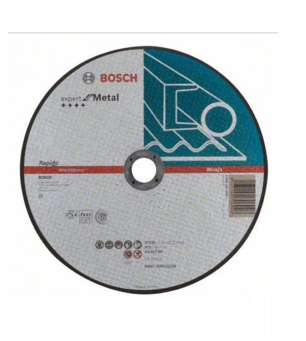 Disc pentru taiere metal, Bosch, Rapido AS 46 T BF 230x1.9 mm (2608603400)