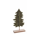 Cumpara ieftin Brad Craciun textil verde lemn natur 13,5 x 4,5 x 25,5 H