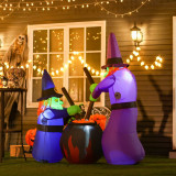 Cumpara ieftin HOMCOM Decorare de Halloween Gonflabile cu Vrajitoare si lumini interne cu LED-uri