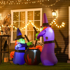 HOMCOM Decorare de Halloween Gonflabile cu Vrajitoare si lumini interne cu LED-uri foto