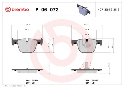 BREMBO P 06 072 PRIME LINE set placute frana,frana disc foto