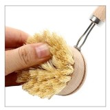 Perie de Curatat Vase si Alimente, din Lemn de Fag cu Coada, 24 x 5.8 cm, Perie din Sisal, Crem