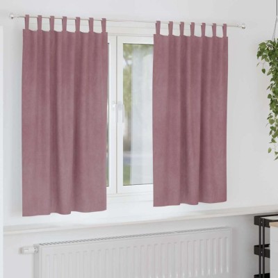 vidaXL Draperii opace cu agățătoare, 2 buc., roz &amp;icirc;nchis, catifea foto