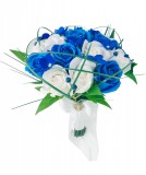 Buchet mediu personalizabil cu iarba decorativa si flori uscate (Alb, Albastru), Eventissimi&reg;