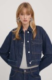 Stine Goya geacă din denim femei, culoarea bleumarin, de tranziție, oversized