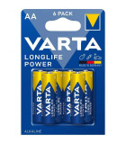 Set 6 baterii alcaline LONGLIFE POWER AA LR6 4+2buc VARTA